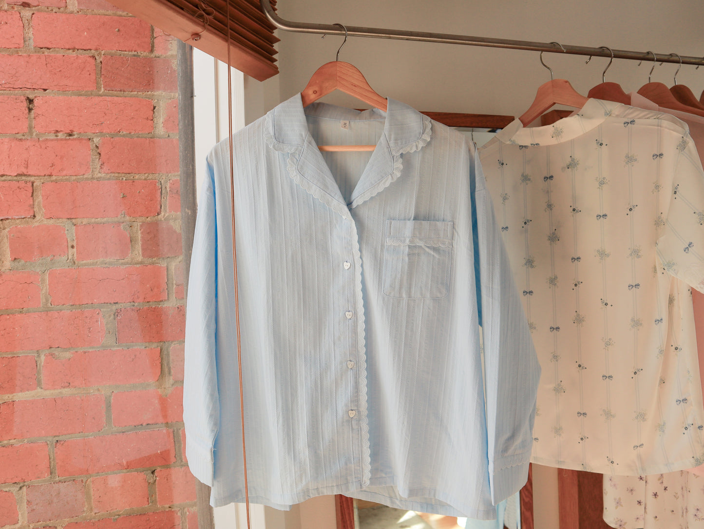 Cotton Hearts Blue Long Set