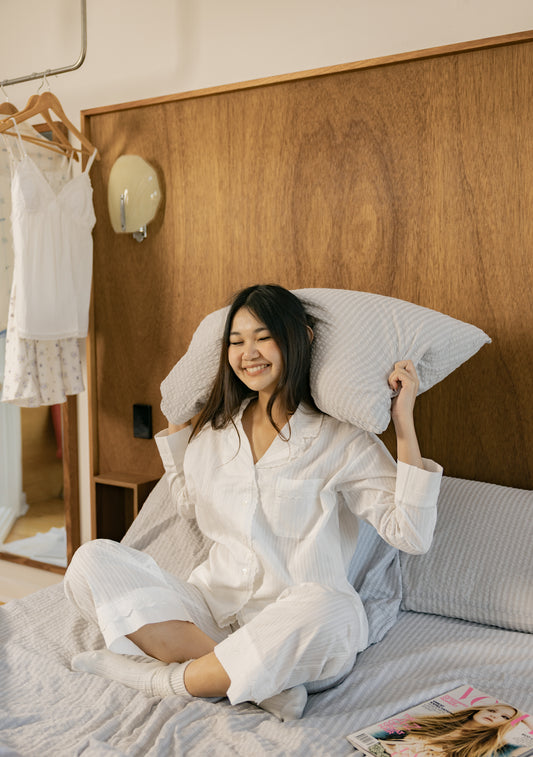 Cotton Hearts White Long Set